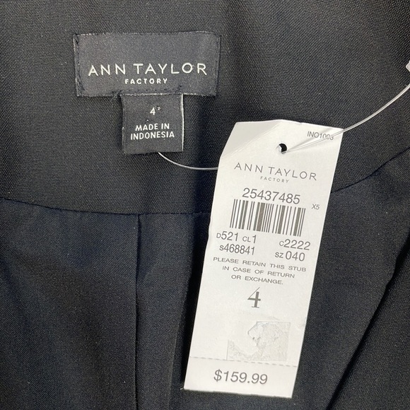 NWT Ann Taylor Factory The Cutaway Blazer Open Front Contemporary Black Sz 4 - Picture 6 of 9